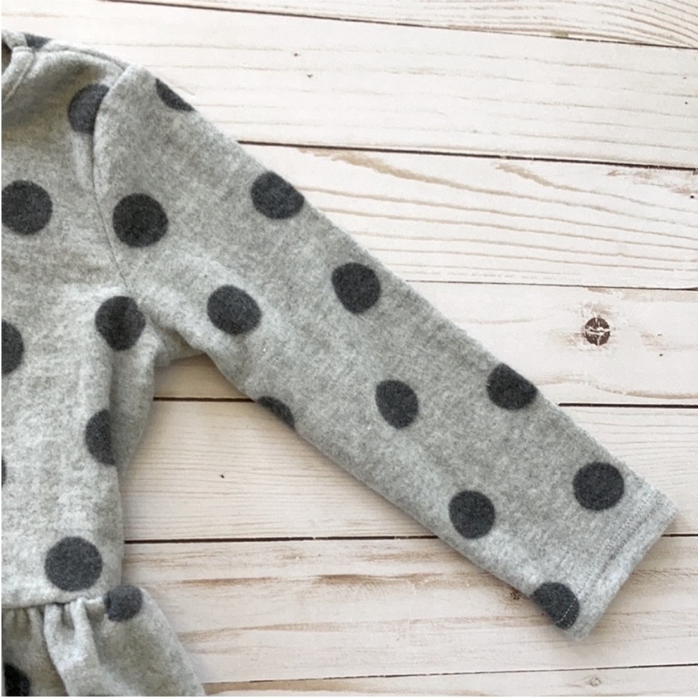 Girls Grey Long Sleeve Polka Dot Peplum Top - Picture 3 of 5